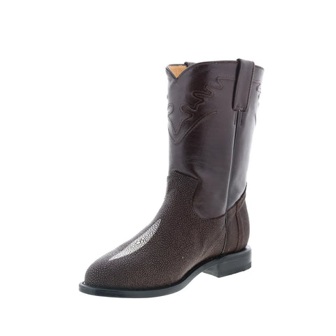 Los Altos Stingray Single Stone Roper Mens Brown Wide Cowboy Western Boots
