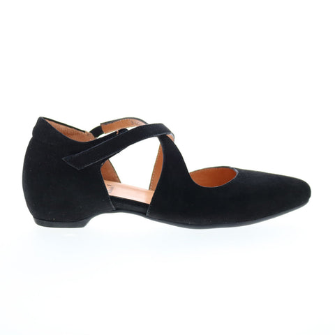 Think! Imma 80238-00 Womens Black Suede Strap Flats Shoes