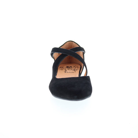 Think! Imma 80238-00 Womens Black Suede Strap Flats Shoes