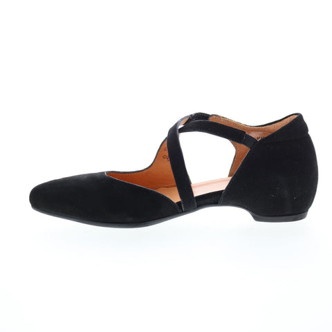 Think! Imma 80238-00 Womens Black Suede Strap Flats Shoes