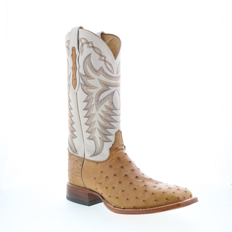 Justin Boots Pascoe Full Quill Ostrich Made In USA Mens Brown Western Boots