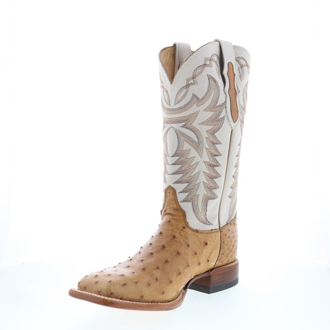 Justin Boots Pascoe Full Quill Ostrich Made In USA Mens Brown Western Boots