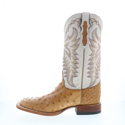 Justin Boots Pascoe Full Quill Ostrich Made In USA Mens Brown Wide Boots