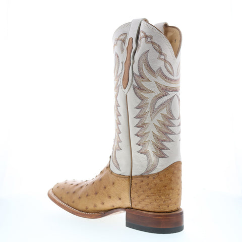 Justin Boots Pascoe Full Quill Ostrich Made In USA Mens Brown Wide Boots