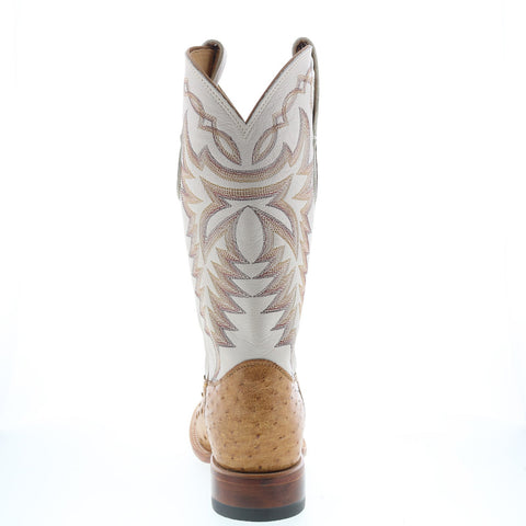 Justin Boots Pascoe Full Quill Ostrich Made In USA Mens Brown Wide Boots