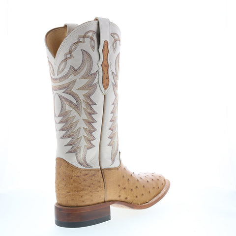 Justin Boots Pascoe Full Quill Ostrich Made In USA Mens Brown Wide Boots