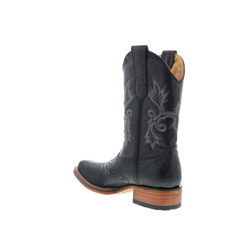 King Exotic Stingray Polished Mens Black Wide Cowboy Western Boots