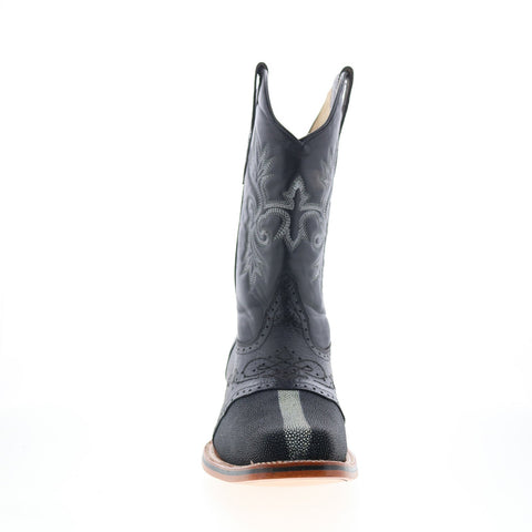 King Exotic Polished Stingray Mens Black Wide Cowboy Western Boots