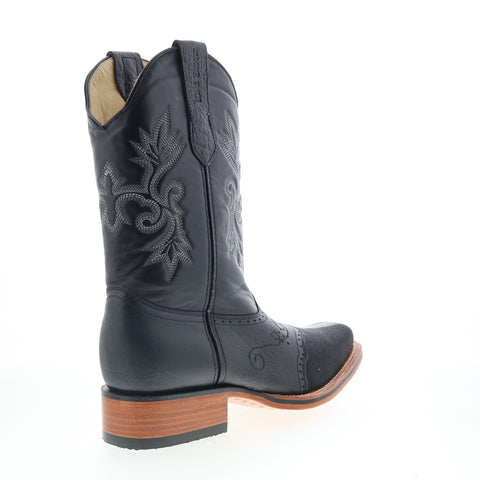 King Exotic Polished Stingray Mens Black Wide Cowboy Western Boots