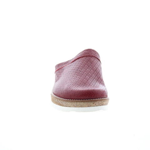 Haflinger Travel 818010-1670H Womens Red Leather Slip On Clog Flats Shoes