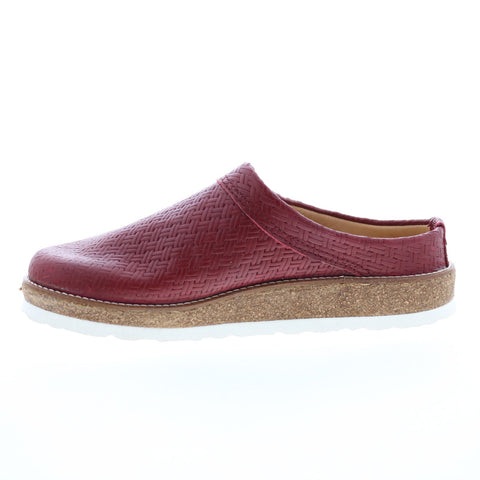 Haflinger Travel 818010-1670H Womens Red Leather Slip On Clog Flats Shoes