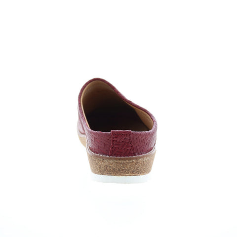 Haflinger Travel 818010-1670H Womens Red Leather Slip On Clog Flats Shoes