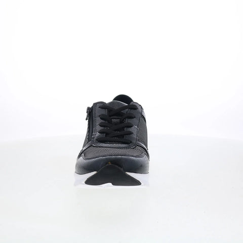 Footsaver by Drew Lattice Womens Black Wide Mesh Lifestyle Sneakers Shoes