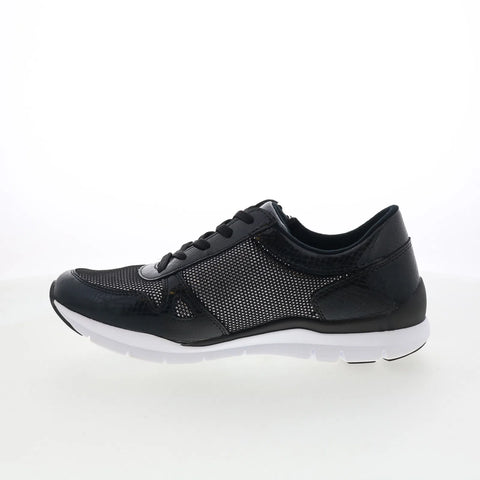 Footsaver by Drew Lattice Womens Black Wide Mesh Lifestyle Sneakers Shoes