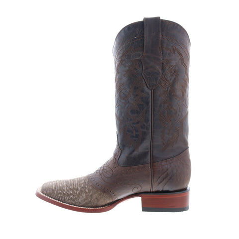 Los Altos Wide Square Toe Teju Lizard Mens Brown Wide Cowboy Western Boots