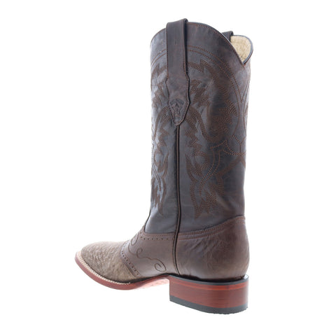 Los Altos Square Toe Teju Lizard Saddle Mens Brown Wide Cowboy Western Boots