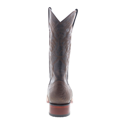 Los Altos Square Toe Teju Lizard Saddle Mens Brown Wide Cowboy Western Boots
