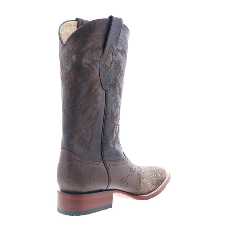 Los Altos Wide Square Toe Teju Lizard Mens Brown Wide Cowboy Western Boots