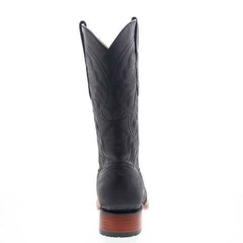 Los Altos Wide Square Toe Teju Lizard Mens Black Wide Cowboy Western Boots
