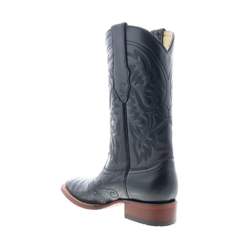 Los Altos Wide Square Toe Caiman Belly Mens Black Wide Cowboy Western Boots