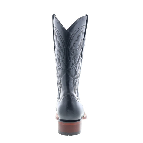 Los Altos Square Toe Caiman Belly Saddle Mens Black Wide Cowboy Western Boots