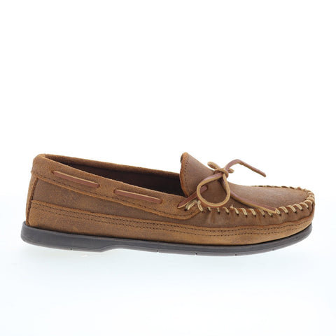 Minnetonka Essential Hardsole Moc 823-BRN Mens Brown Loafers Moccasin Shoes