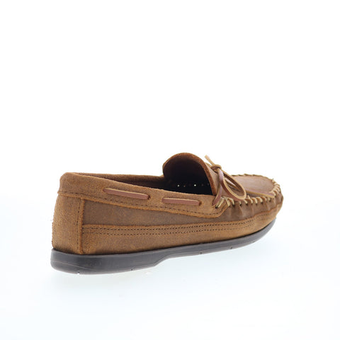 Minnetonka Essential Hardsole Moc 823-BRN Mens Brown Loafers Moccasin Shoes