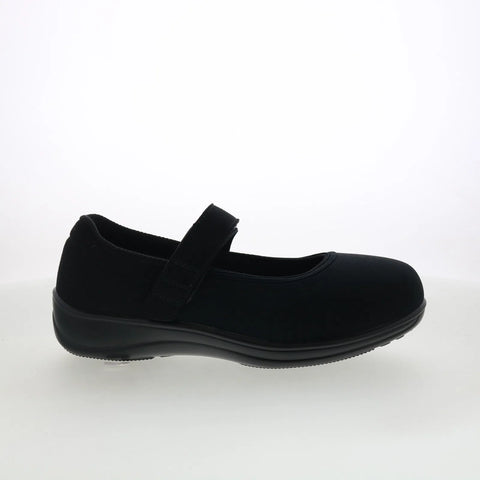 Orthofeet Springfield 827 Womens Black Extra Wide Suede Mary Jane Flats Shoes