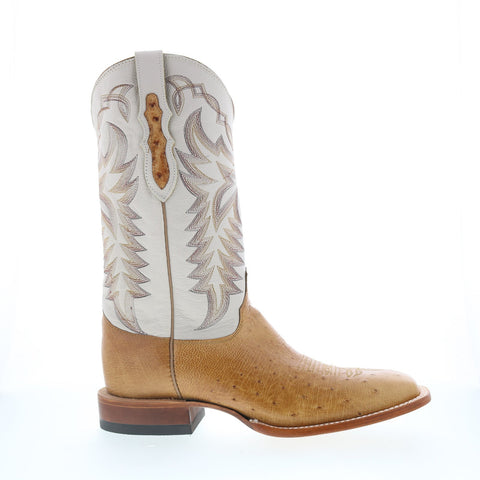 Justin Boots Pascoe Smooth Ostrich Made In USA Mens Brown Wide Western Boots