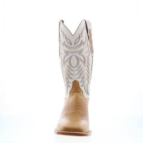Justin Boots Pascoe Smooth Ostrich Made In USA Mens Brown Wide Western Boots
