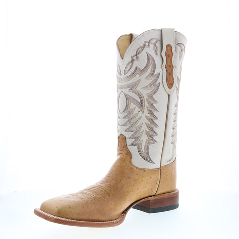 Justin Boots Pascoe Smooth Ostrich Made In USA Mens Brown Wide Western Boots