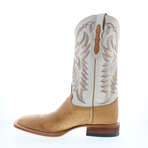 Justin Boots Pascoe Smooth Ostrich Made In USA Mens Brown Wide Western Boots