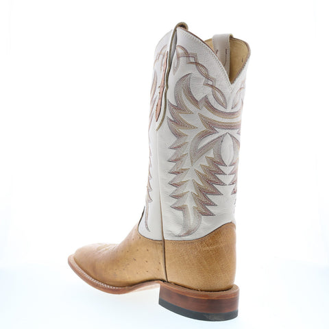 Justin Boots Pascoe Smooth Ostrich Made In USA Mens Brown Wide Western Boots