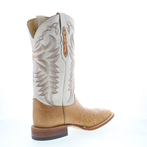 Justin Boots Pascoe Smooth Ostrich Made In USA Mens Brown Wide Western Boots