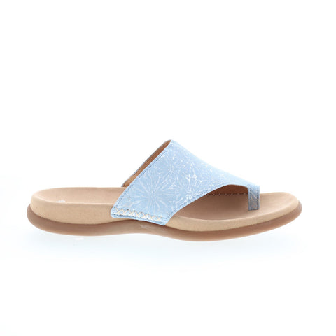 Gabor Cielo 83.700-38 Womens Blue Leather Slides Sandals Shoes