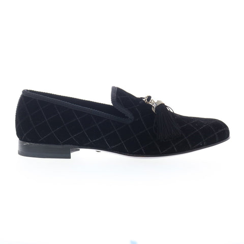 Mezlan Velvet Slip On Loafer 8486 Mens Black Canvas Loafers Tasseled Shoes