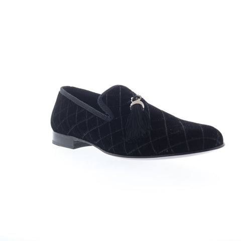 Mezlan Velvet Slip On Loafer 8486 Mens Black Canvas Loafers Tasseled Shoes