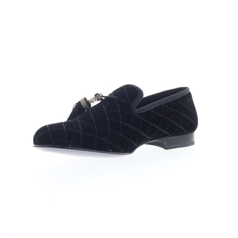 Mezlan Velvet Slip On Loafer 8486 Mens Black Canvas Loafers Tasseled Shoes