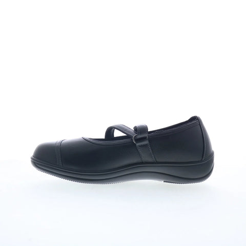 Orthofeet Celina 865 Womens Black Narrow Suede Strap Mary Jane Flats Shoes
