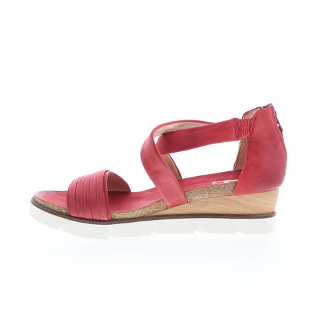 Miz Mooz Trace 866063-202-6928 Womens Red Leather Wedges Sandals Shoes