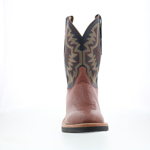 Justin Boots Pascoe Smooth Ostrich Made In USA Mens Black Wide Western Boots