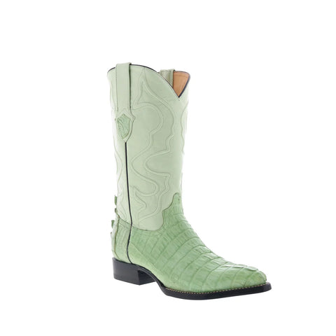 Wild West Caiman Tail Boots Chihuahua Mens Green Wide Cowboy Western Boots
