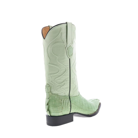 Wild West Caiman Tail Boots Chihuahua Mens Green Wide Cowboy Western Boots