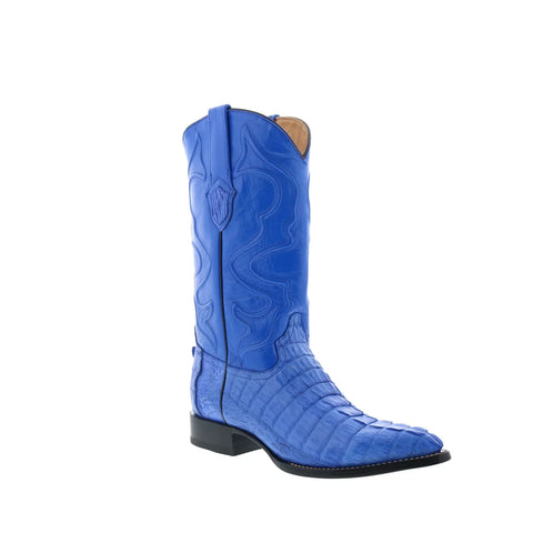 Wild West Caiman Tail Boots Chihuahua Mens Blue Wide Cowboy Western Boots