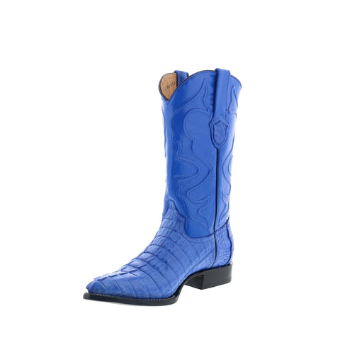 Wild West Caiman Tail Boots Chihuahua Mens Blue Wide Cowboy Western Boots