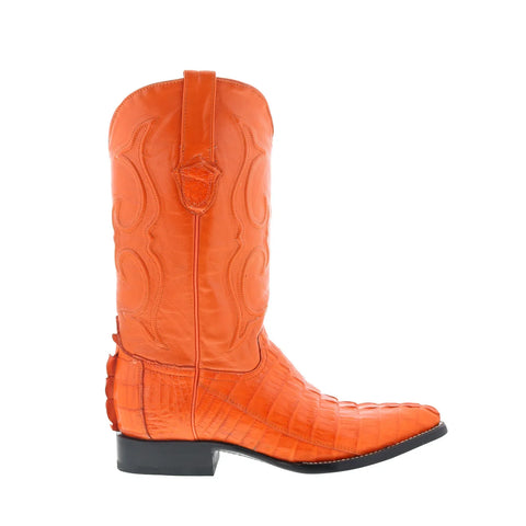 Wild West Caiman Tail Boots Chihuahua Mens Orange Wide Cowboy Western Boots