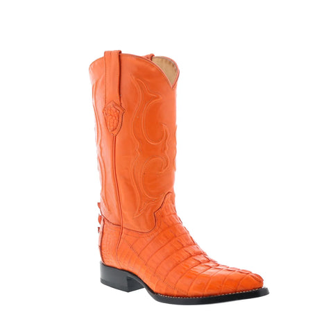 Wild West Caiman Tail Boots Chihuahua Mens Orange Wide Cowboy Western Boots