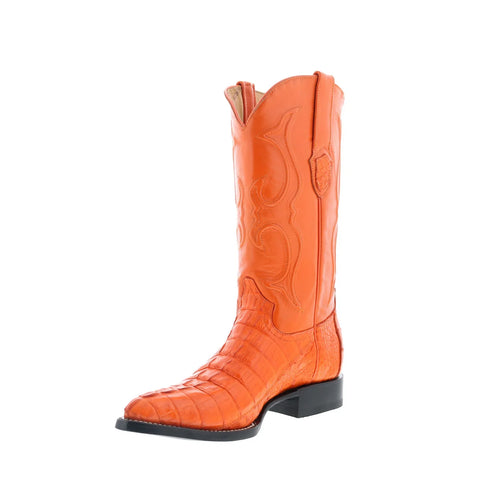 Wild West Caiman Tail Boots Chihuahua Mens Orange Wide Cowboy Western Boots