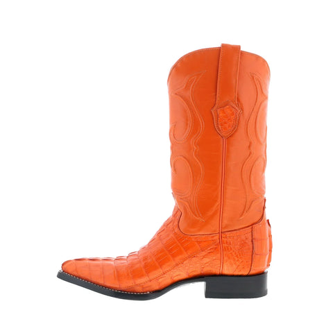 Wild West Caiman Tail Boots Chihuahua Mens Orange Wide Cowboy Western Boots