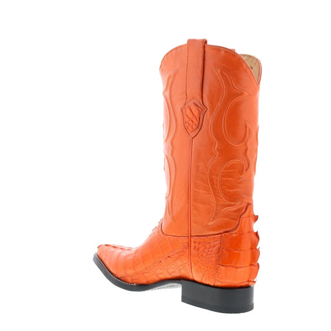 Wild West Caiman Tail Boots Chihuahua Mens Orange Wide Cowboy Western Boots